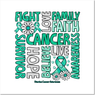 Ovarian Cancer Awareness Awareness - Fight love survivor ribbon Posters and Art